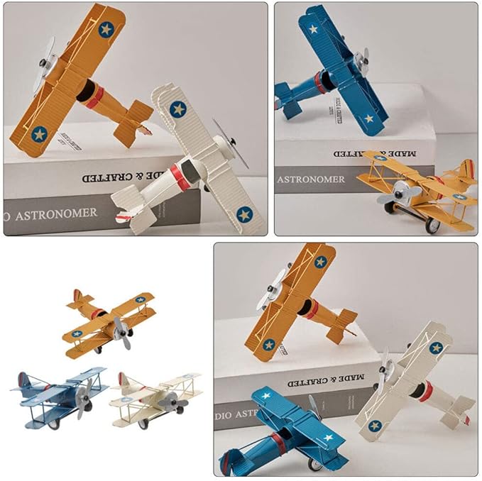 Garneck Kids 6 Pcs Airplane Model Ornament Iron Painted Small Plane Office Decor