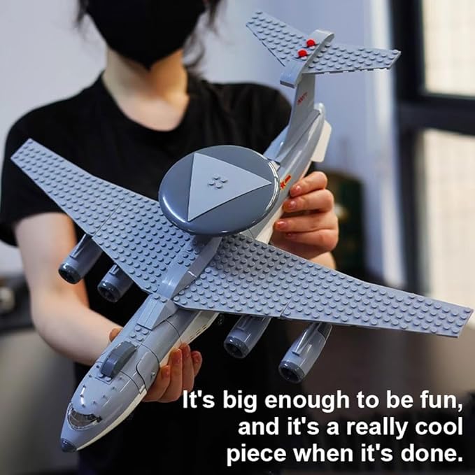 Early Warning Aircraft Air Force Building Block Set,Military Fighter Air Force,WW2 Military Airplanes Model,Aircraft Plane Brick Building Set Toy Gifts for Kids and Adults,199PCS