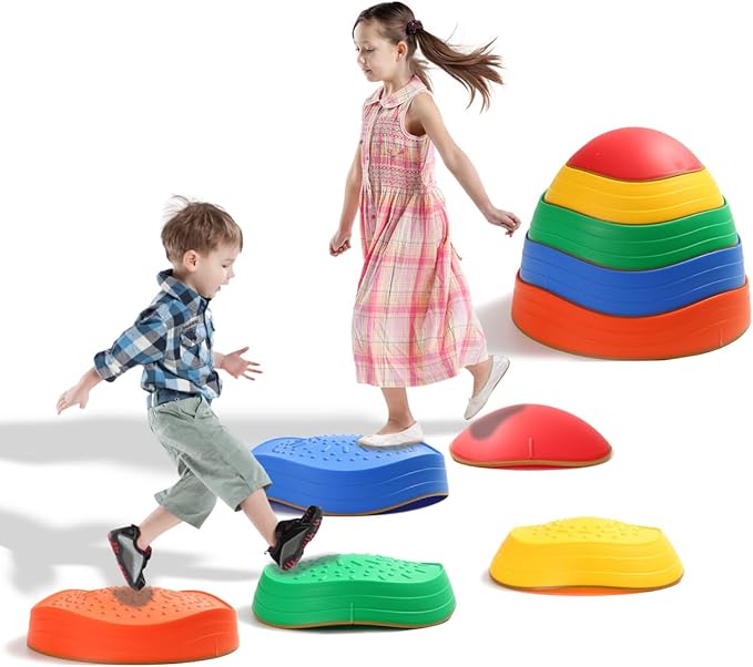Stepping Stones for kids,Non-Slip Sensory Stepping Stones for Promoting Toddler's Balance Coordination Skills,Obstacle Courses Sensory Toys Outdoor or Indoor Play for Kids Age 3-8