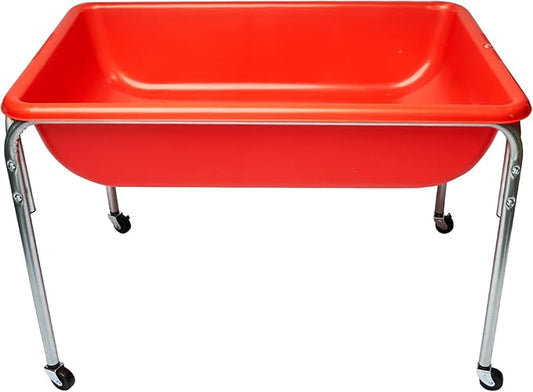 Children's Factory 24" Large Sensory Table, Portable Sandbox, Water Table for Kids, Red
