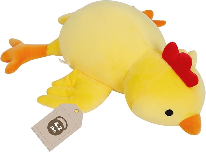 Weighted Chick Stuffed Animals Weighted Chicken Plush Toy 24" 4.2lb Funny Hugging Dolls Plushies Pillows for Boys and Girls (Yellow)