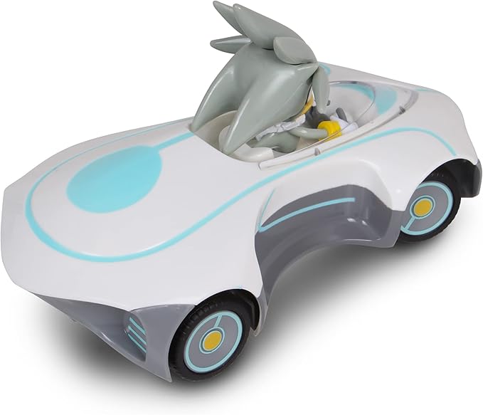 Sonic Team Sonic Racing RC: Silver - NKOK (682), 1:28 Scale 2.4GHz Remote Controlled Car, 6.5' Compact Design, Officially Licensed Sega Sonic The Hedgehog, Battery Powered, Ages 6+