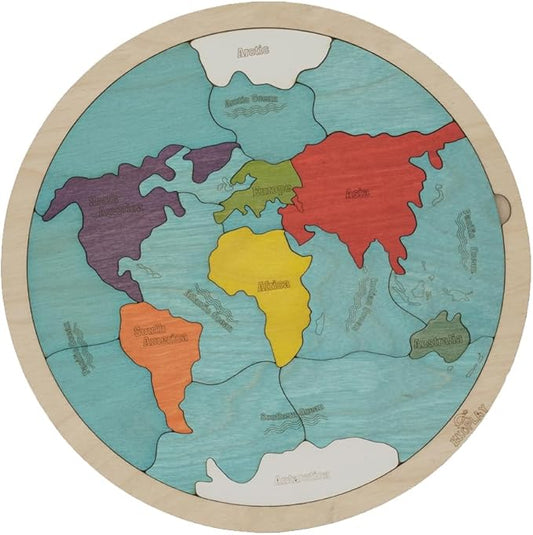 7 Continents & 5 Oceans of The Earth Wooden Jigsaw Puzzle for Kids | 21 Puzzle Pieces | Learning & Educational Toy Gift for Boys & Girls Ages 3 Years and Above