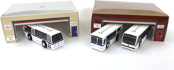 MUNI PALS Munipals New York City Bus Wooden Roadway Bus and Depot Set-Child Safe and Tested Wood Toy Busses