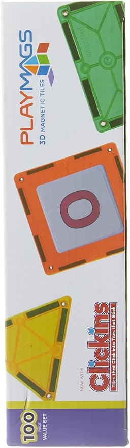 Playmags 100-Piece Magnetic Tiles Building Blocks Set, 3D Magnet Tiles for Kids Boys Girls, Educational STEM Toys for Toddlers…