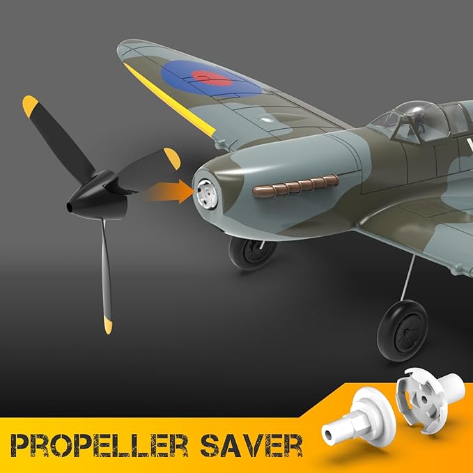 VOLANTEXRC RC Plane, 4 Channel Remote Control Airplane Fighter Spitfire RTF with Aileron, Gyro, Aerobatics & 3 Modes Easy to Fly, Hobby Radio Controlled Aircraft for Beginners, Kids & Adults (Blue)