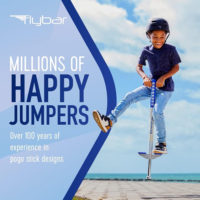 Flybar Maverick Pogo Stick for Kids Ages 5+, 40 to 80 Pounds, Perfect for Beginners, Easy Grip Handles, Anti-Slip Pegs, Outdoor Toys for Boys and Girls