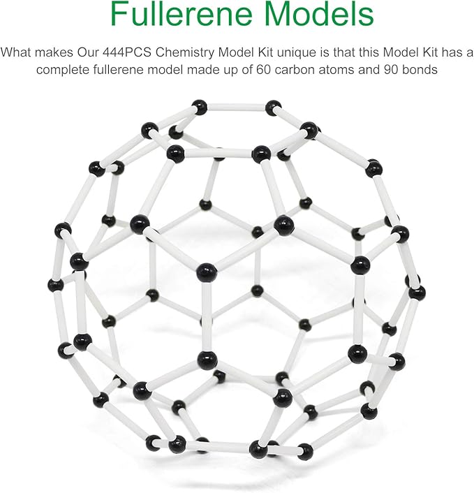 RELIANCER Molecular Model Kit,444PCS Organic Molecular Chemistry Set w/C60,Atoms,Bonds,Molecular Structures Building Kit for Chemistry Learning,STEM Science Kits for Teachers,Students,Young Scientists