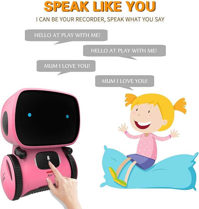 98K Kids Robot Toys for Girls and Boys, Voice Control and Touch Sensor Interactive Smart Talking Robots Intelligent Partner and Teacher with Singing, Dancing, Repeating, Toy Gifts for Kid Age 3 and Up