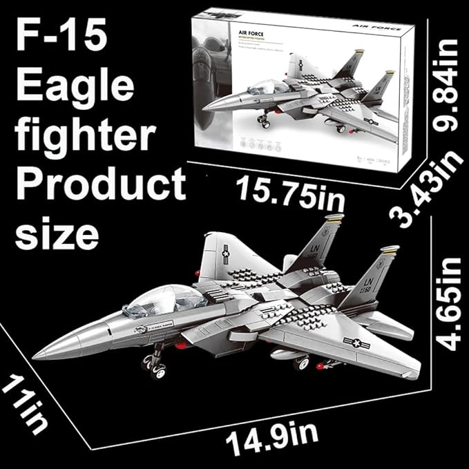 Eagle Fighter Falcon Army Airplane Building Bricks Set,Military Fighter Air Force Building Block Set,WW2 Military Airplanes Model,Aircraft Plane Toy Gifts for Kids and Adults,223PCS