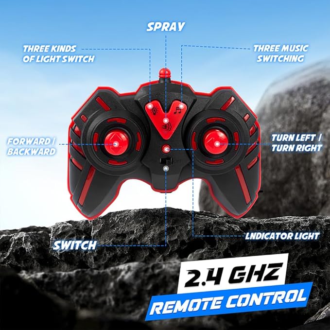 Remote Control Dinosaur Car, 2.4GHz All Terrain Remote Control Monster Truck, RC Dinosaur Monster Car, Spray Music Monster Truck RC Cars for Boys 4-7 8-12 and Girls