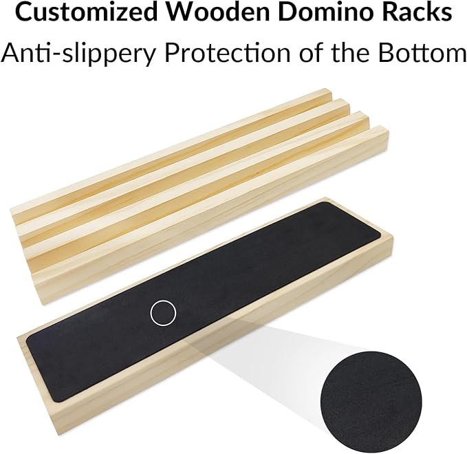 Mexican Train Dominoes Set with Numbers and 8 Wooden Racks, Double 12 Domino Travel Set with Wooden Hub, 91 Colored Domino Tiles Game Set with for Family Game Night