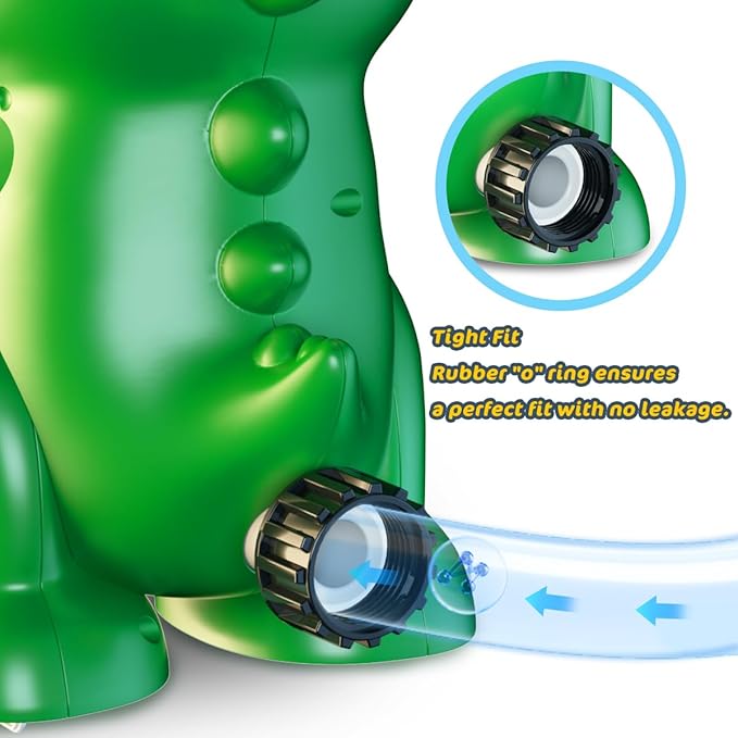 4-in-1 Dinosaur Water Sprinkler Baseball Toys,360° Spinning Water Play Game, Water Baseball, Water Splashing Toy for Kids Outdoor, Summer Backyard Lawn Pool Party Fun for Boys Girls (Green)