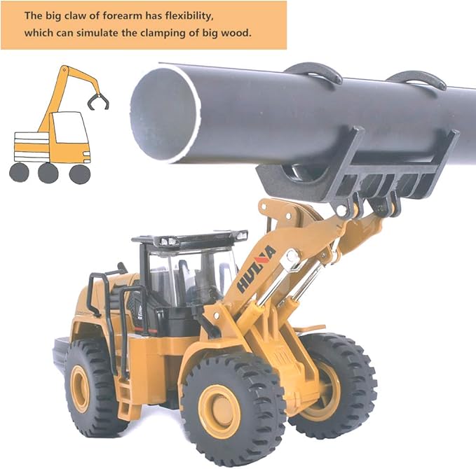 Ailejia 1/50 Scale Diecast Wood Grab Construction Vehicle Toys Timber Grab Truck Heavy Wooden/Building Articulated Alloy Construction Vehicle Model Engineering Car Toy boy Gift (Wood Grab)