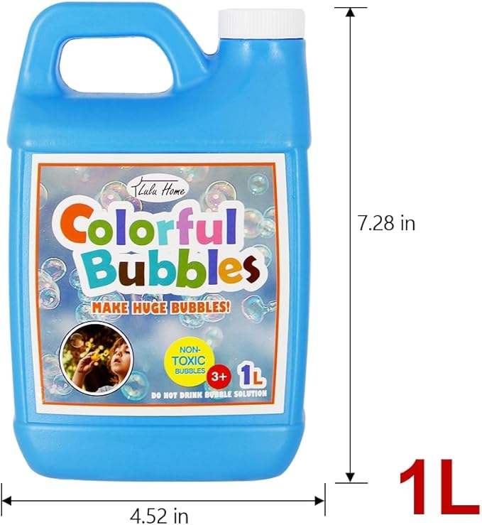 Lulu Home 2 Pack Bubble Solution, 2 L/67.6 OZ - Giant Bubble Wand & Blower, Halloween/Birthday Party Favors - Up to 5 Gallons