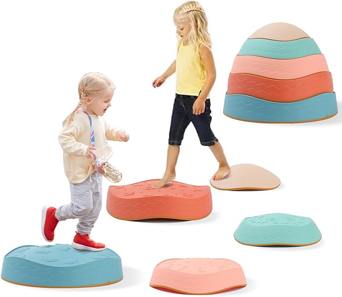 Stepping Stones for kids,Non-Slip Sensory Stepping Stones for Promoting Toddler's Balance Coordination Skills,Obstacle Courses Sensory Toys Outdoor or Indoor Play for Kids Age 3-8