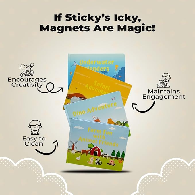 Motessory Preschool Busy Book – Farm Adventures Busy Book for Toddlers 3-5 Years Old with 8 Magnetic Pages and Figurines – Educational Toddler Montessori Toys for Home, Kindergarten, Travel