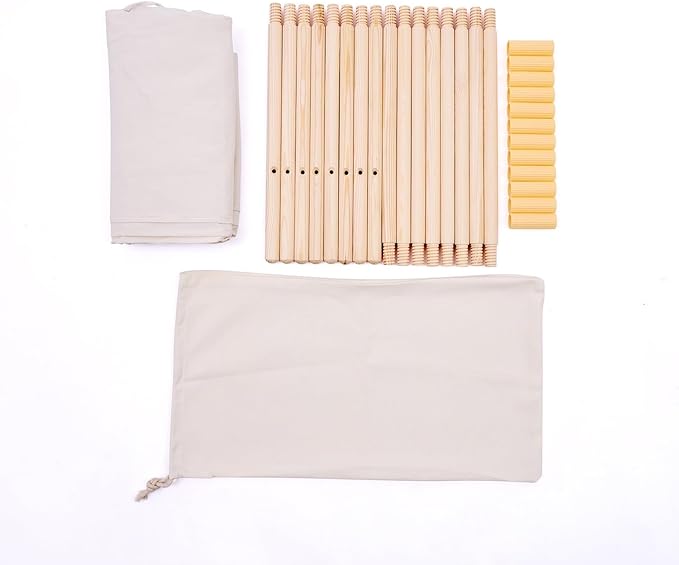 Kids Play Teepee Tent with Carry Bag 43 x 43 x 63 Inch, Natural Cotton Canvas + Pine Wood Frame