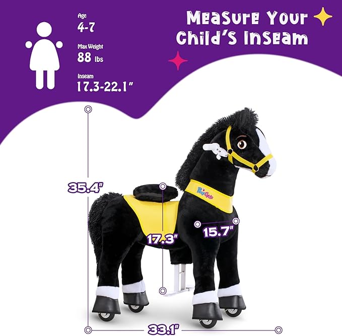 PonyCycle Pony Cycle 4-7 Ride on Pony Toy Spring Rocking Horse Riding Toy Essential Model E (35.4" Height/Size 4) Horse Rider Ride on Toys Bouncy Animals Toddlers Spirit Riding Horse Black E438
