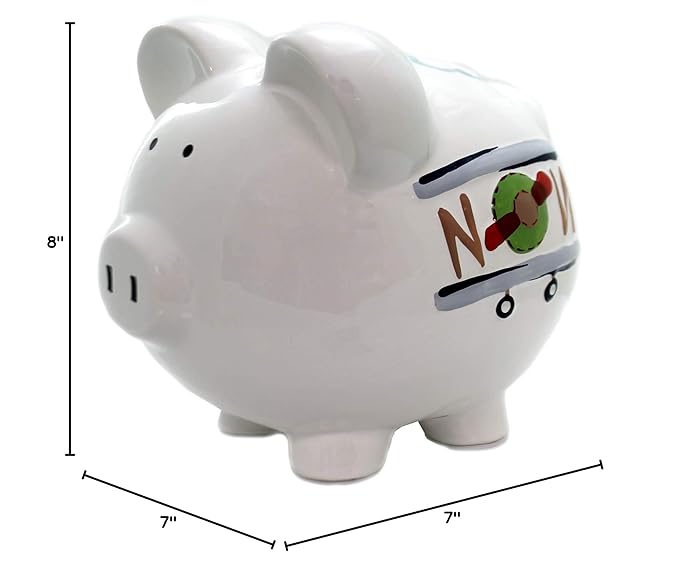 Child to Cherish Ceramic Piggy Bank for Boys, Airplane, Large