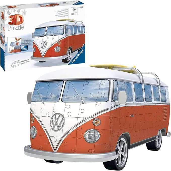 Ravensburger Volkswagen T1 Campervan 3D Jigsaw Puzzle - 162 Pieces | Precision Fit with Easy Click Technology | Engaging Toy for Kids & Adults | Durable Displayable Model