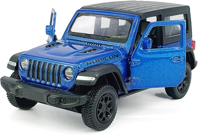 2 Doors Wrangler Rubicon SUV Model Car Trailer Towing Toy Camper RV Motorhome Toys for Boys, Doors Open, 1/36 Scale Diecast Metal Toy Cars, 3 4 5 6 7 Year Old Kids Gifts Cake Topper Home Office Decor