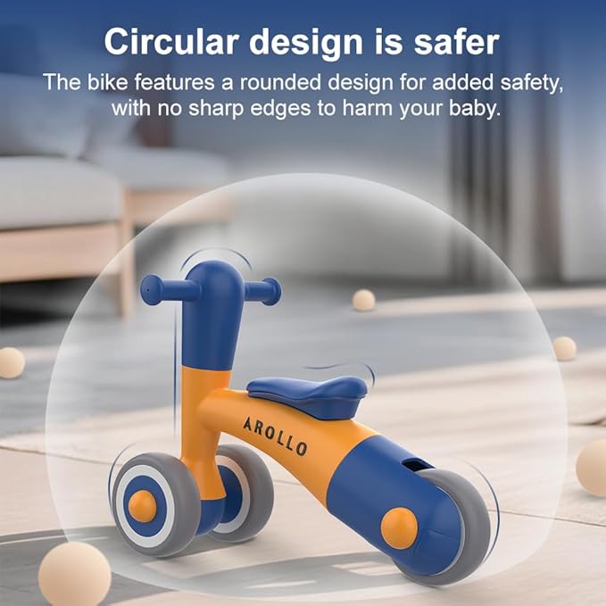 3-Wheel Baby Balance Bike for Toddlers 1-2 Years Old (8-24 Months), Adjustable Seat & Anti-Tip Design, Learning Walker Toy, First Birthday Gift for Boys & Girls