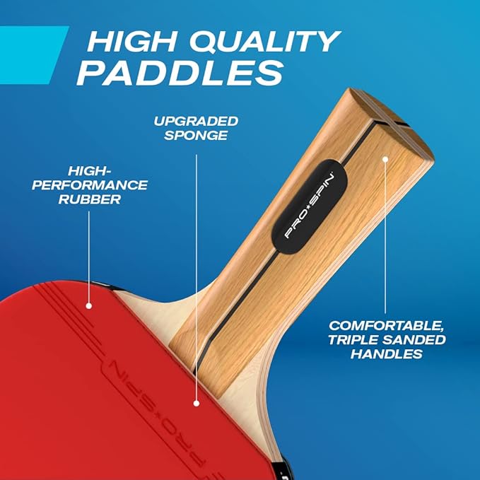 PRO SPIN All-in-One Ping Pong Set - Retractable Ping Pong Net for Any Table (72"), Ping Pong Paddles and Balls, Storage Case - Portable Table Tennis Family Games, Gifts for Boys & Girls