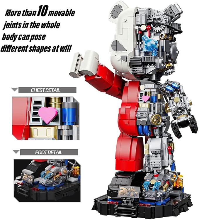 Mechanical Bear Small Particle Tidal Play Building Block Puzzle Toy for Adults & Kids,Compatibility with Lego Birthday Gift (JXX)