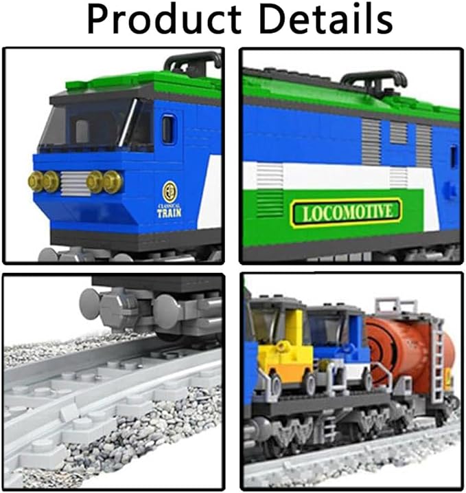City Train Building Block Toys for Boys Girls Aged 8-12 City Cargo Train Building Bricks Set Model with Train Tracks,Freight Trains Model STEM Toys,573PCS