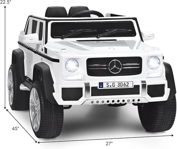 Costzon Ride on Car, Licensed Mercedes-Benz Maybach, 12V Battery Powered Vehicle Toy w/ 2 Motors, Remote Control, 3 Speeds, Lights, Horn, Music, Aux, Storage, Truck, Electric Car for Kids (White)
