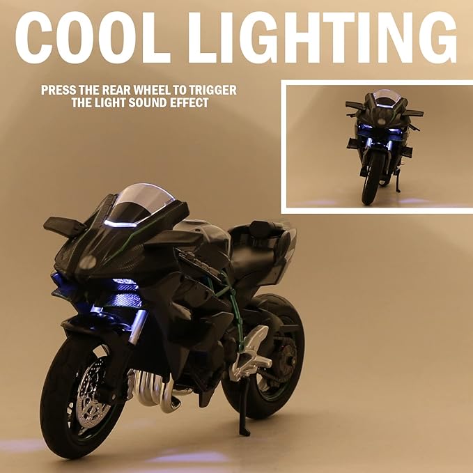 COOLPUR Die Cast Motorcycle Model for Ninja H2R, Realistic Motorcycle Model, 1:12 Scale Kids Moto Toy or Collection, Boyfriend,Young Peoples Gift