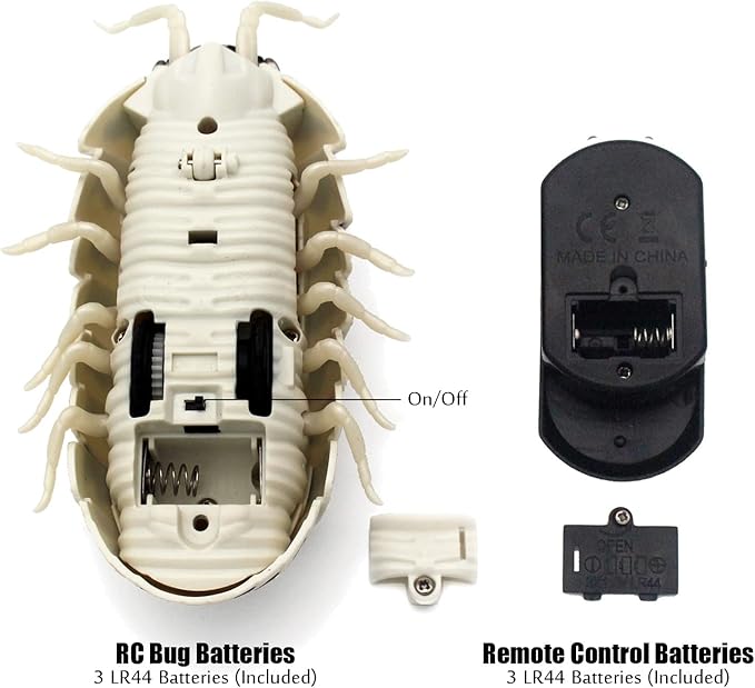 Tipmant RC Bug Remote Control Worm Realistic Pillbug Electronic Animal Prank Toy Insect Car Vehicle Kids Birthday Gifts (Black & White)
