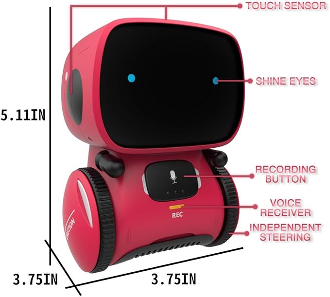 98K Kids Robot Toys for Girls and Boys, Voice Control and Touch Sensor Interactive Smart Talking Robots Intelligent Partner and Teacher with Singing, Dancing, Repeating, Toy Gifts for Kid Age 3 and Up