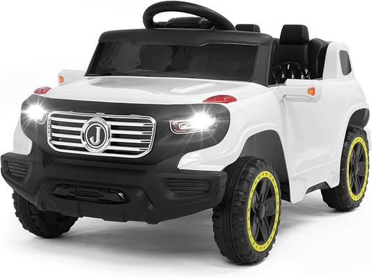 VALUE BOX Electric Remote Control Truck, Kids Toddler Ride On Cars 6V Battery Motorized Vehicles Children's Best Toy Car Safe with 3 Speeds, Music, seat Belts, LED Lights and Realistic Horns (White)
