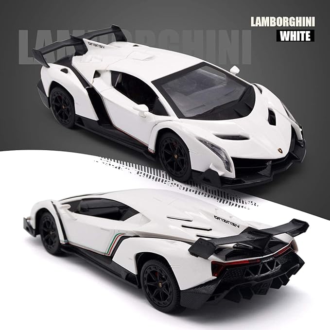 QUN FENG Remote Control RC CAR Racing Cars Compatible with Lamborghini Veneno Officially Licensed 1:24 Toy RC Cars Model Vehicle for Boys 6,7,8 Years Old,White
