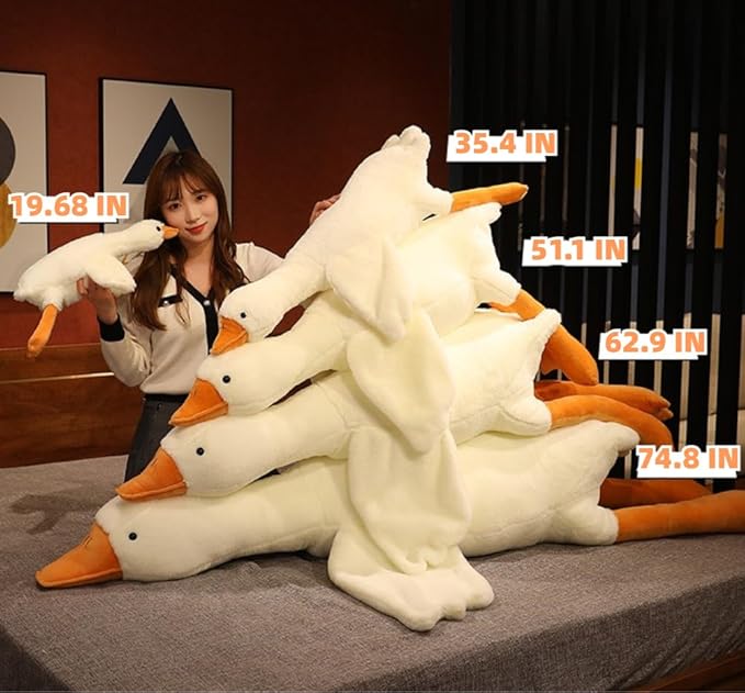 Giant Goose Stuffed Animal, 19.6 Inch Soft White Goose Plush Pillow, Cute Duck Plush Toy Swan Plushie Doll Sleeping Hugging Pillows Gift for Girls Boys