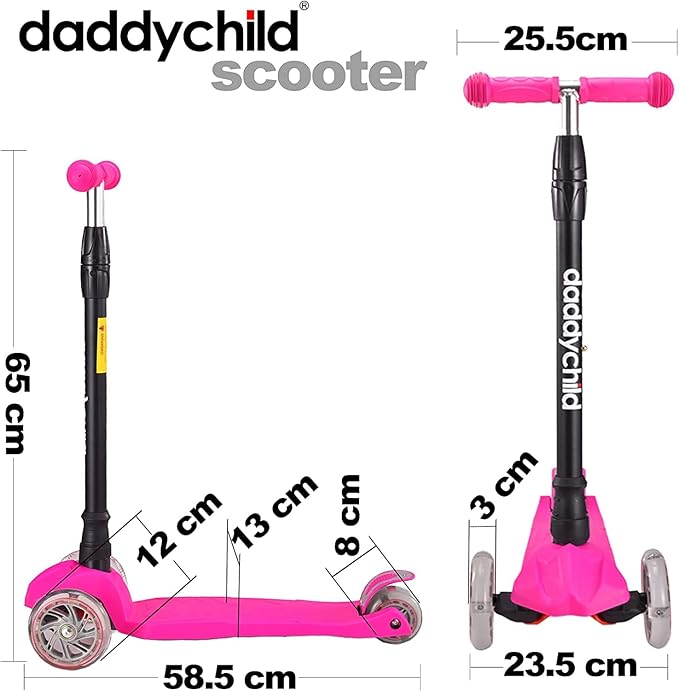 Kids Kick Scooter, 3 Wheeled Scooter for Kids, Child/Toddlers Toy, Adjustable Height, Anti-Slip Deck, Flashing Wheel Lights, for Boys/Girls 3-12 Year Old