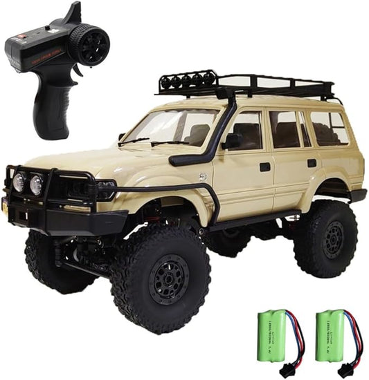 GoolRC RC Truck, WPL C54-1 RC Crawler 1/16 Scale Remote Control Car, 4WD All Terrain Off Road RC Rock Crawler, 2.4GHz RC Climbing Car with LED Lights and Two Batteries for Kids and Adults (Yellow)