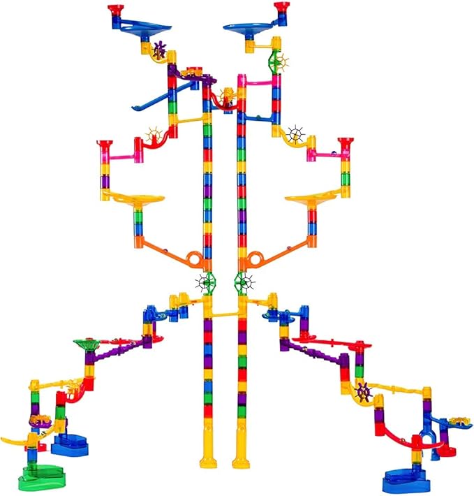 Marble Genius Marble Run - 300 Complete Pieces Maze Track Easter Toys for Adults, Teens, Toddlers & Kids Aged 4-8 Years Old, (181 Translucent Marbulous Pieces + 119 Glass-Marble Set), Extreme Set