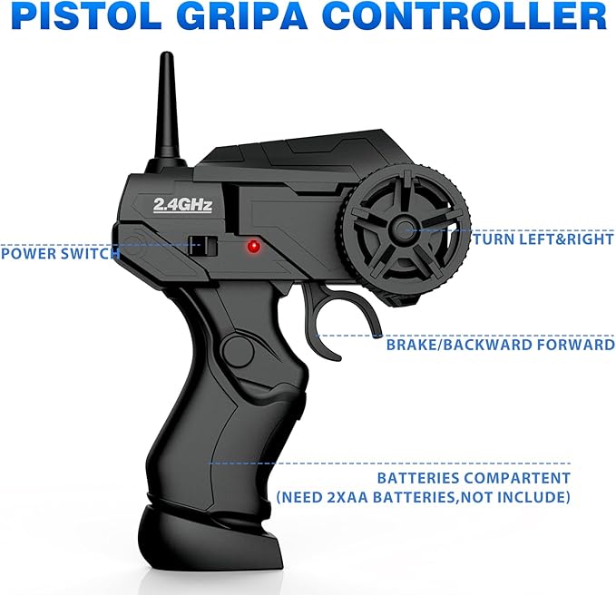 Remote Control Car RC Drift Car 2.4GHz 1:24 Scale 4WD 15KM/H High Speed, Rechargeable High Speed RC Cars with Cool Lights, Two Batteries and Extra Tires Toys for Kids