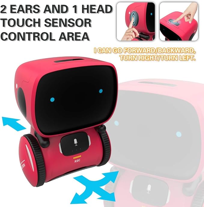 98K Kids Robot Toys for Girls and Boys, Voice Control and Touch Sensor Interactive Smart Talking Robots Intelligent Partner and Teacher with Singing, Dancing, Repeating, Toy Gifts for Kid Age 3 and Up
