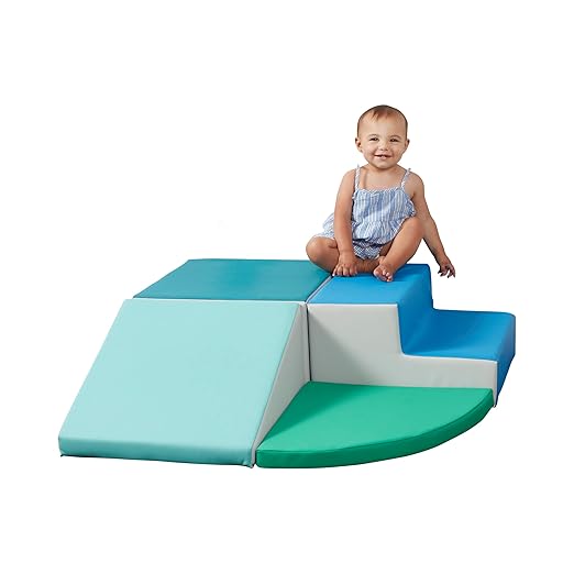 SoftScape Toddler Playtime Corner Climber, Indoor Active Play Structure for Toddlers and Kids, Safe Soft Foam for Crawling and Sliding (4-Piece Set) - Contemporary/Green, 11619-CTGN