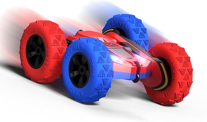 Threeking RC Stunt Car Remote Control Cars with Lights Double-Sided Driving Indoor Outdoor Toys Gifts Presents for 6 7 8 9 10 11 12 Year Old Kids Boys Girls