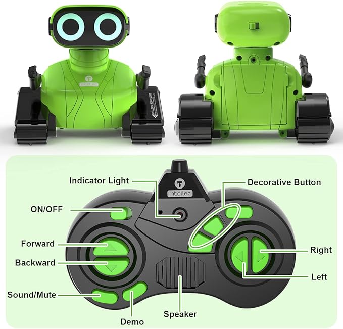 GILOBABY Robot Toys, Remote Control Robot Toy, RC Robots for Kids with LED Eyes, Flexible Head & Arms, Dance Moves and Music, Birthday Gifts for Boys Ages 3+ Years (Green)