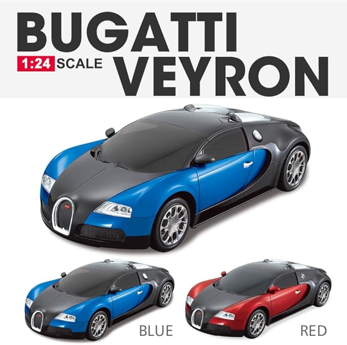 Vinie Remote Control Car for Boys, RC Cars Bugatti Veyron, 1:24 Scale Officially Licensed Kids Toys, Drift Car with Cool Led Lights, 4 5 6 7 8 9 10 11 12 Year Old Boy Birthday Gift (Blue)