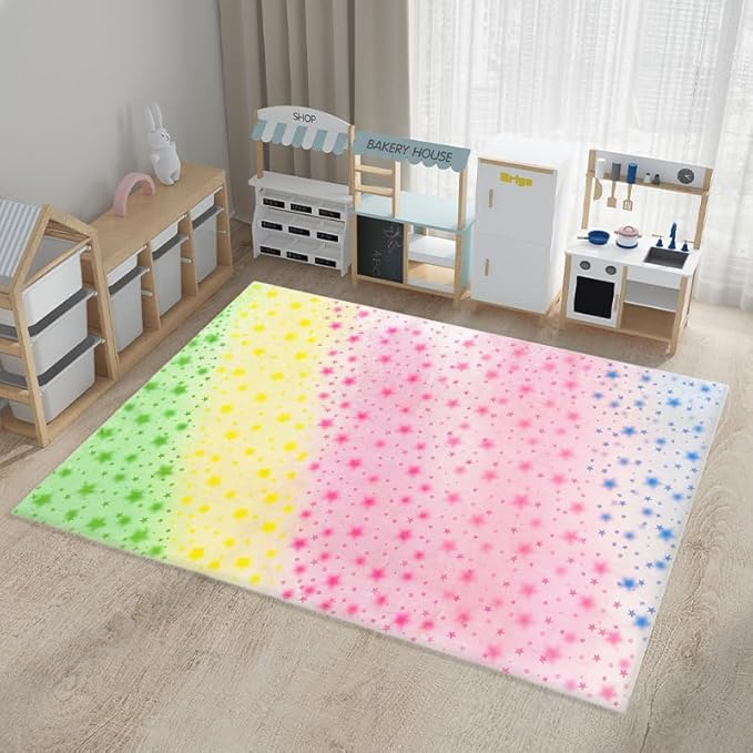 ABREEZE Kids Rug Play Mat Ultra Soft Rugs for Kids Room, 3.3'x5' Non Slip Gradient Star Children Nursery Rug Carpet for Bedroom Decor Playroom Living Room