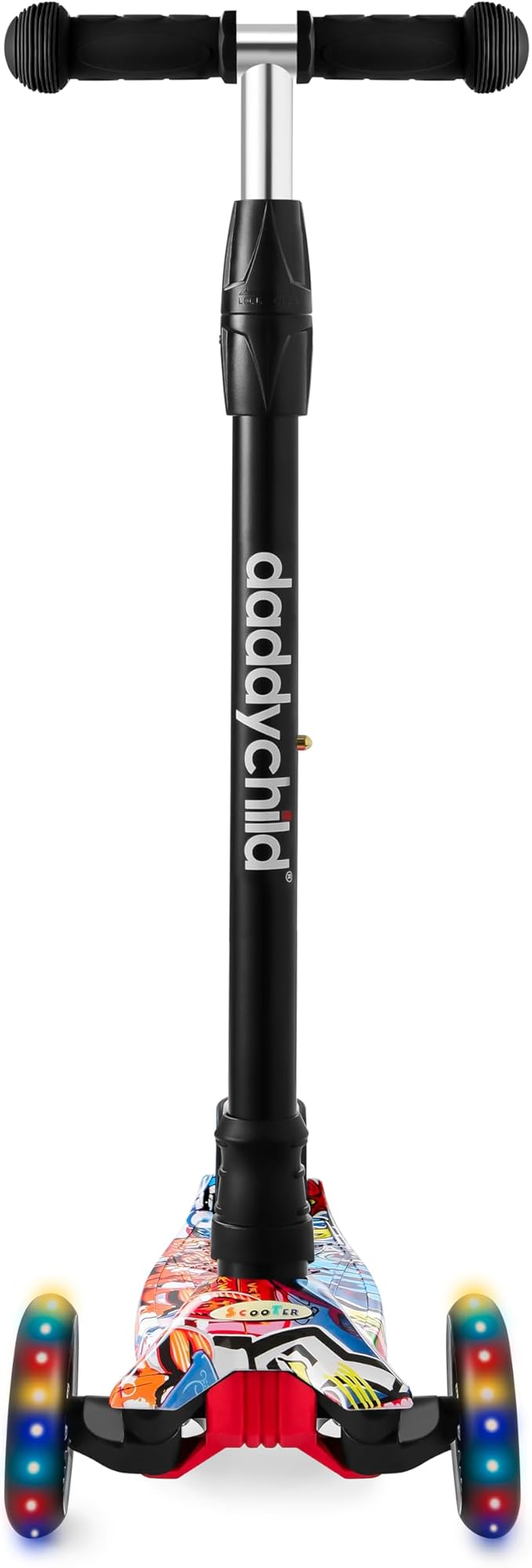 Scooters for Kids 3 Wheel Kick Scooter for Toddlers Girls & Boys, 4 Adjustable Height, Lean to Steer, Extra-Wide Deck, Light Up Wheels for Children from 3 to 14 Years Old