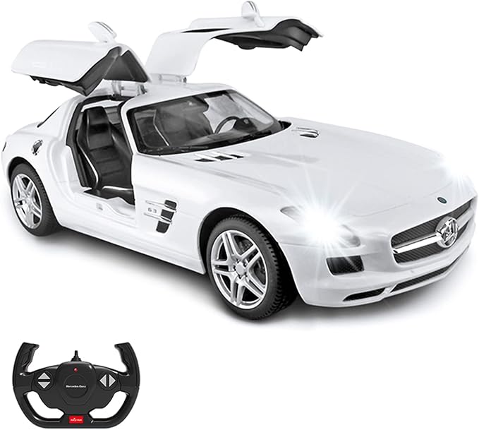 RASTAR Benz Remote Control Car |1:14 RC Mercedes Benz SLS AMG Model Car Toy Car for Kids, Open Doors by Manual - White 2.4GHz
