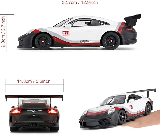 RASTAR RC 1/14 Porsche 911 GT3 Cup Remote Control Sports Car, Porsche Toy Car for Kids Drift RC Race Vehicle – White 2.4G